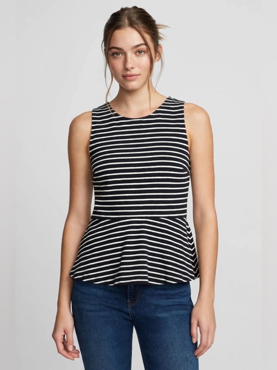 J. Crew Tops - J.Crew Black White Stripe Sleeveless Romper XS Fall Workwear Layering